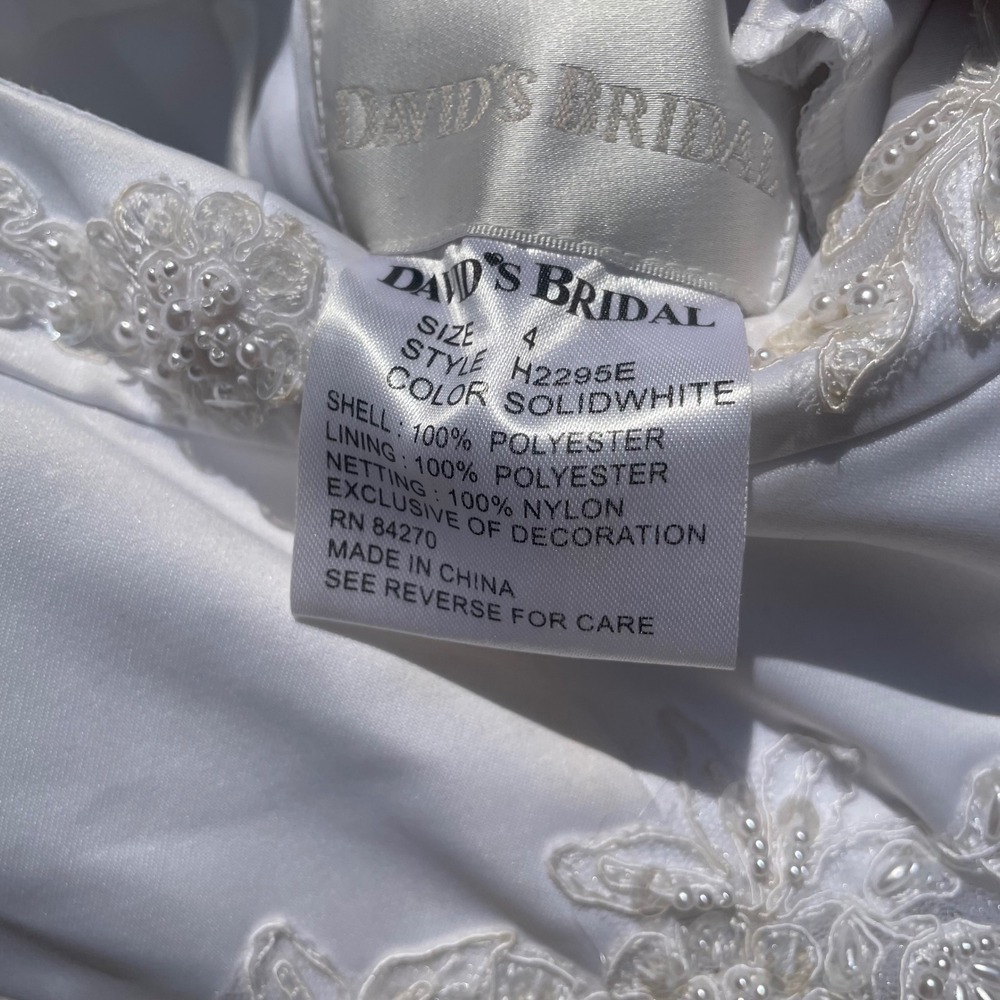 Davids Bridal Girl 4 White Princess Pageant Halter Lace Pearl Flower Girl Formal - Picture 2 of 8